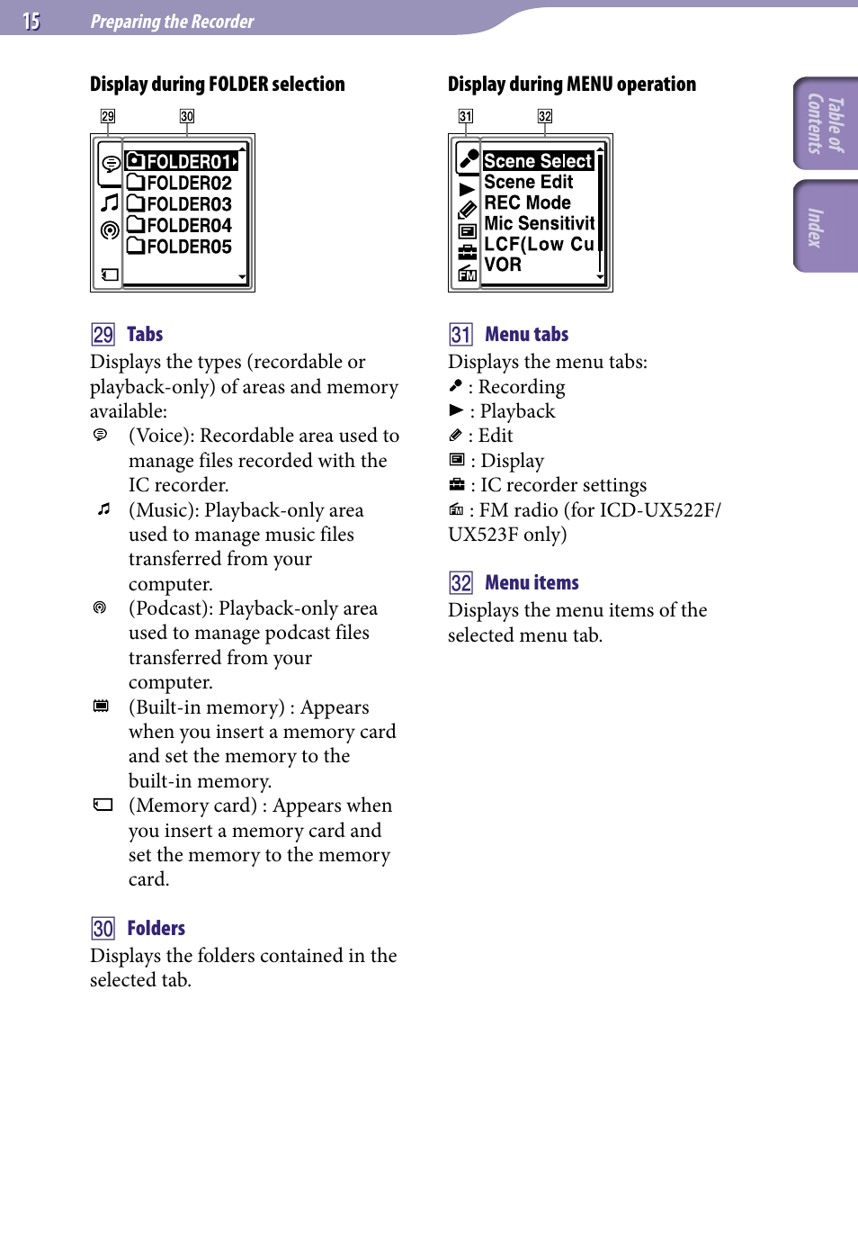 Sony ICD-UX523BLK User Manual | Page 15 / 140