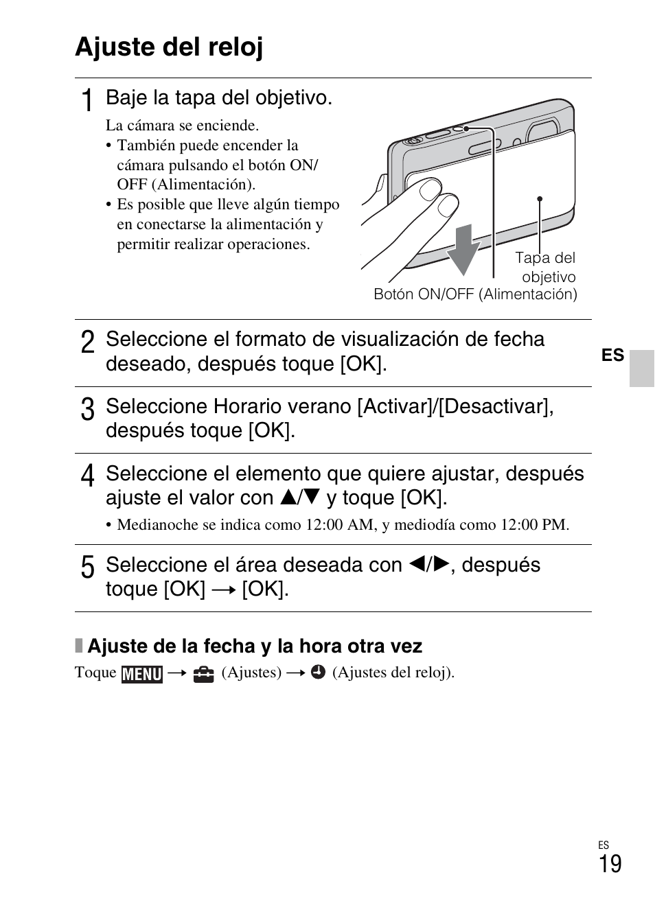 Ajuste del reloj | Sony DSC-TX5 User Manual | Page 51 / 64