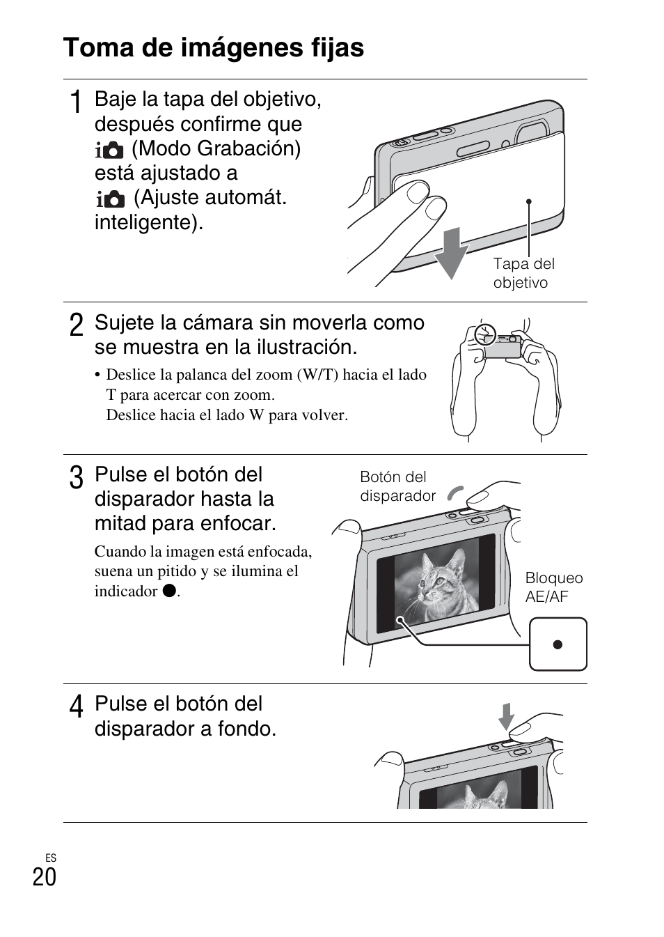 Toma de imágenes fijas | Sony DSC-TX5 User Manual | Page 52 / 64