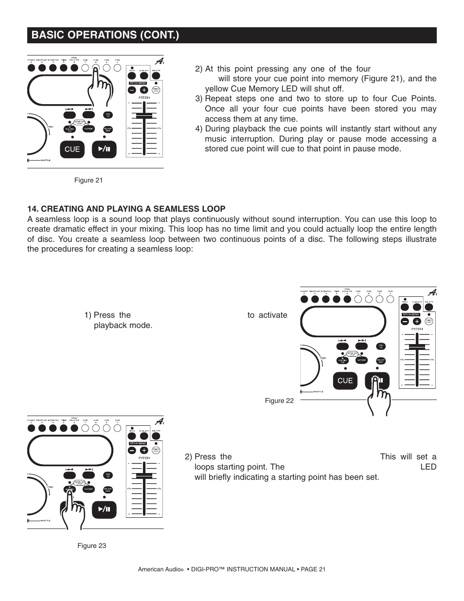 Basic operations (cont.) | American Audio DIGI-PRO User Manual | Page 21 / 32