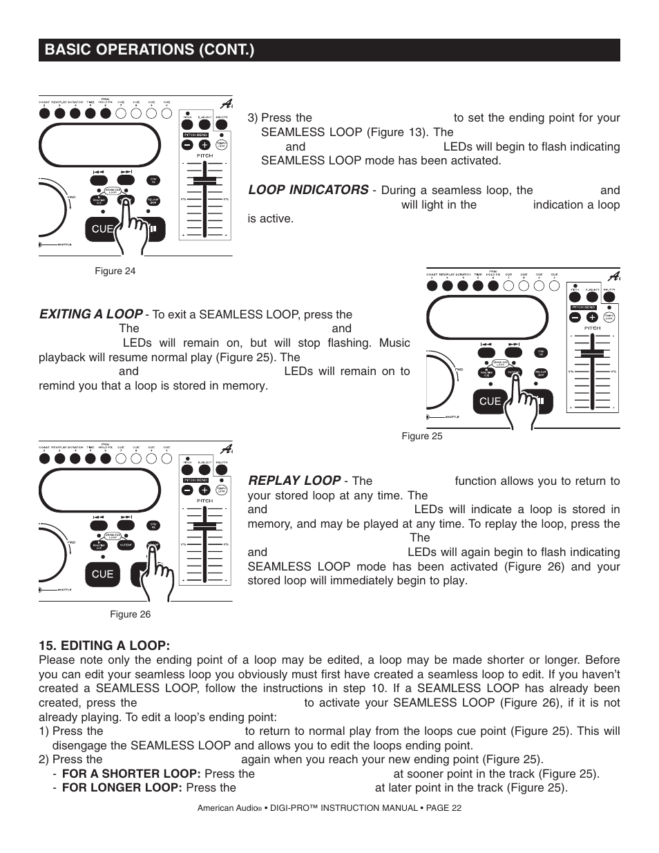 Basic operations (cont.) | American Audio DIGI-PRO User Manual | Page 22 / 32