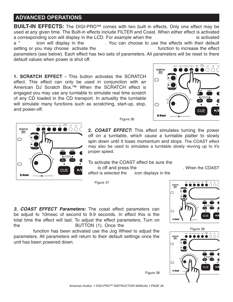 Built-in effects, Advanced operations | American Audio DIGI-PRO User Manual | Page 26 / 32
