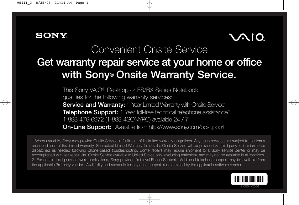 Sony VGN-FS675P User Manual | 1 page