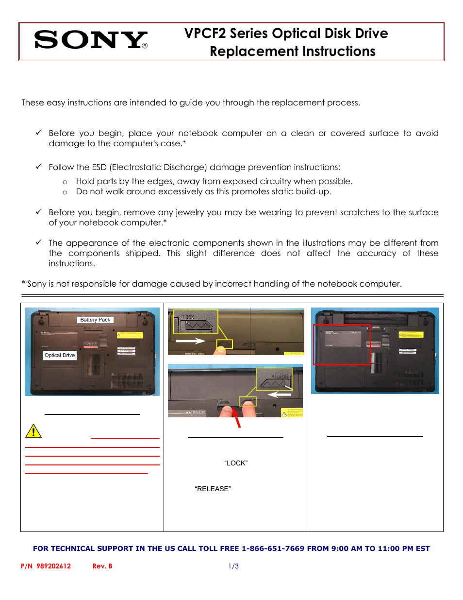 Sony VPCF215FX User Manual | 3 pages