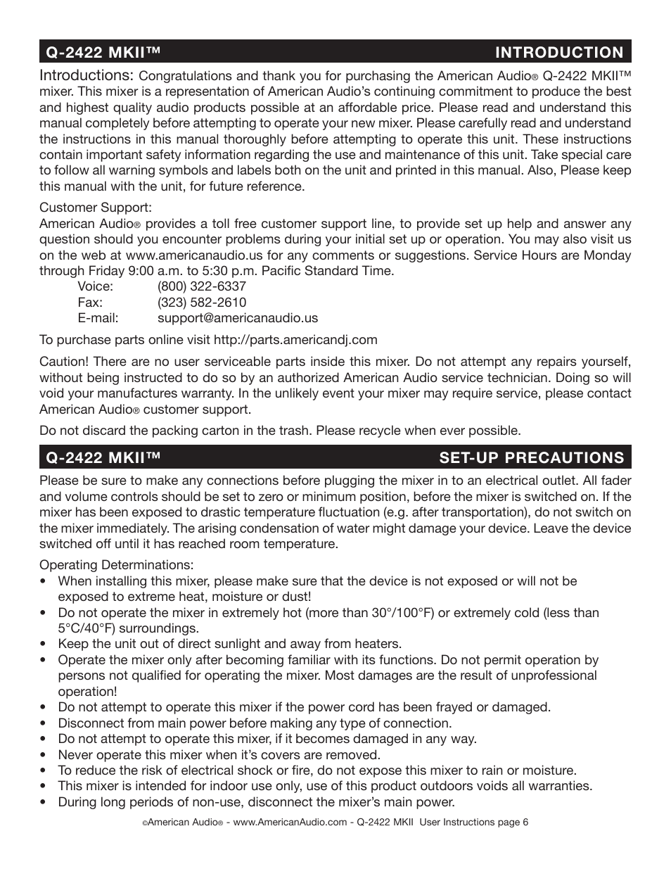 American Audio Q-2422 MKII User Manual | Page 6 / 21