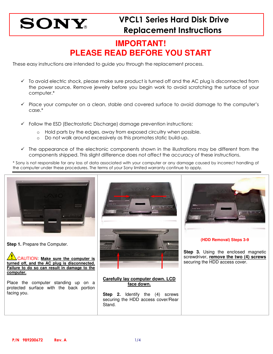 Sony VPCL21AFX User Manual | 4 pages