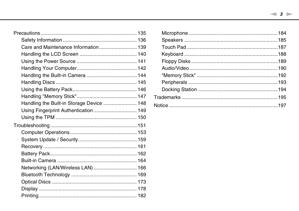 Sony VPCB1190X User Manual | Page 3 / 198