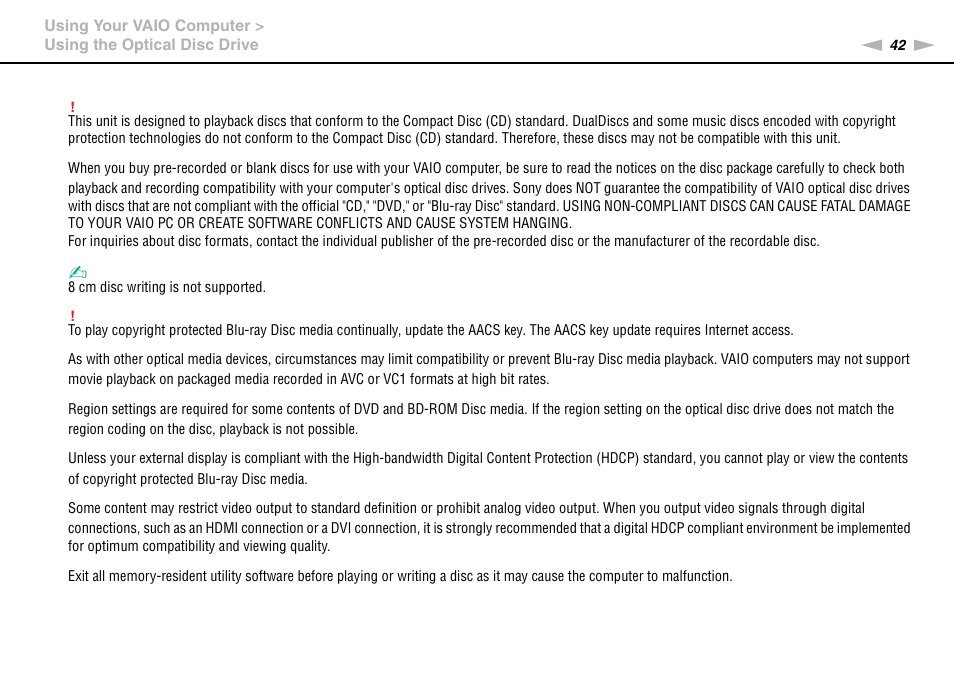 Sony VPCB1190X User Manual | Page 42 / 198