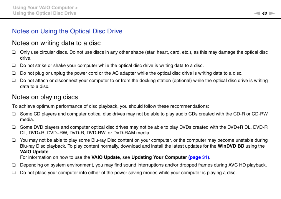 Sony VPCB1190X User Manual | Page 43 / 198