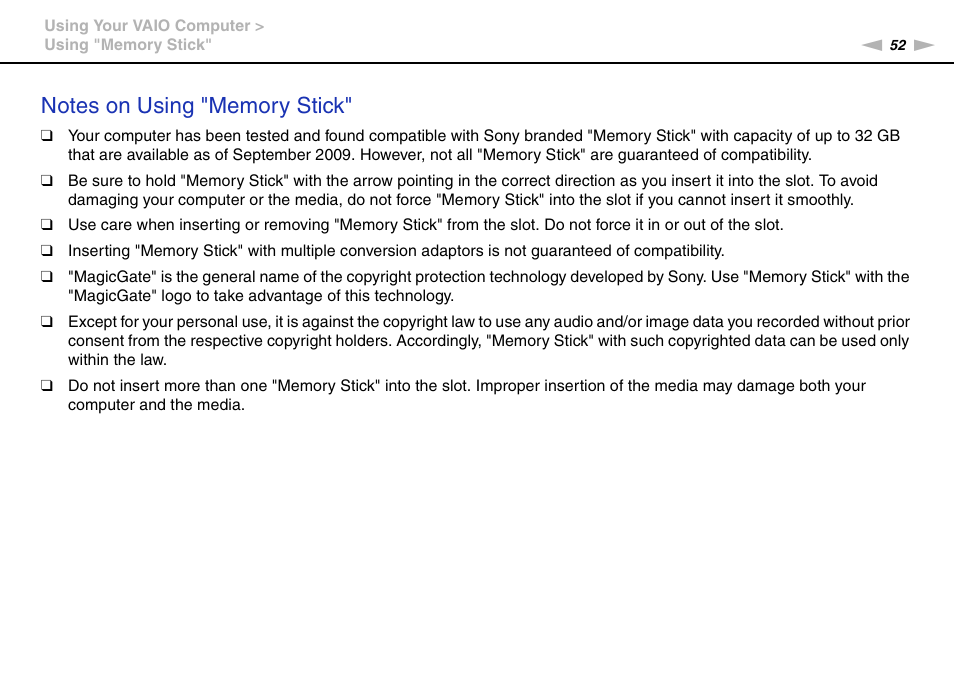 Sony VPCB1190X User Manual | Page 52 / 198