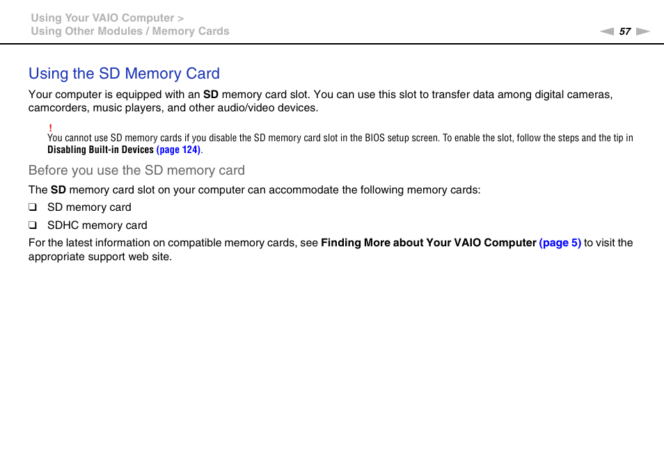 Sony VPCB1190X User Manual | Page 57 / 198