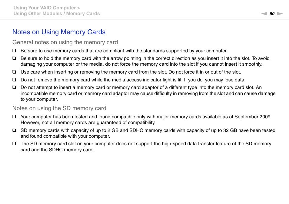 Sony VPCB1190X User Manual | Page 60 / 198