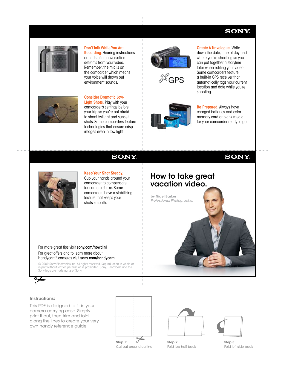 Sony How to take great vacation video User Manual | 1 page
