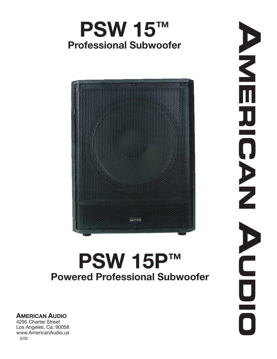 American Audio PSW 15 User Manual | 15 pages