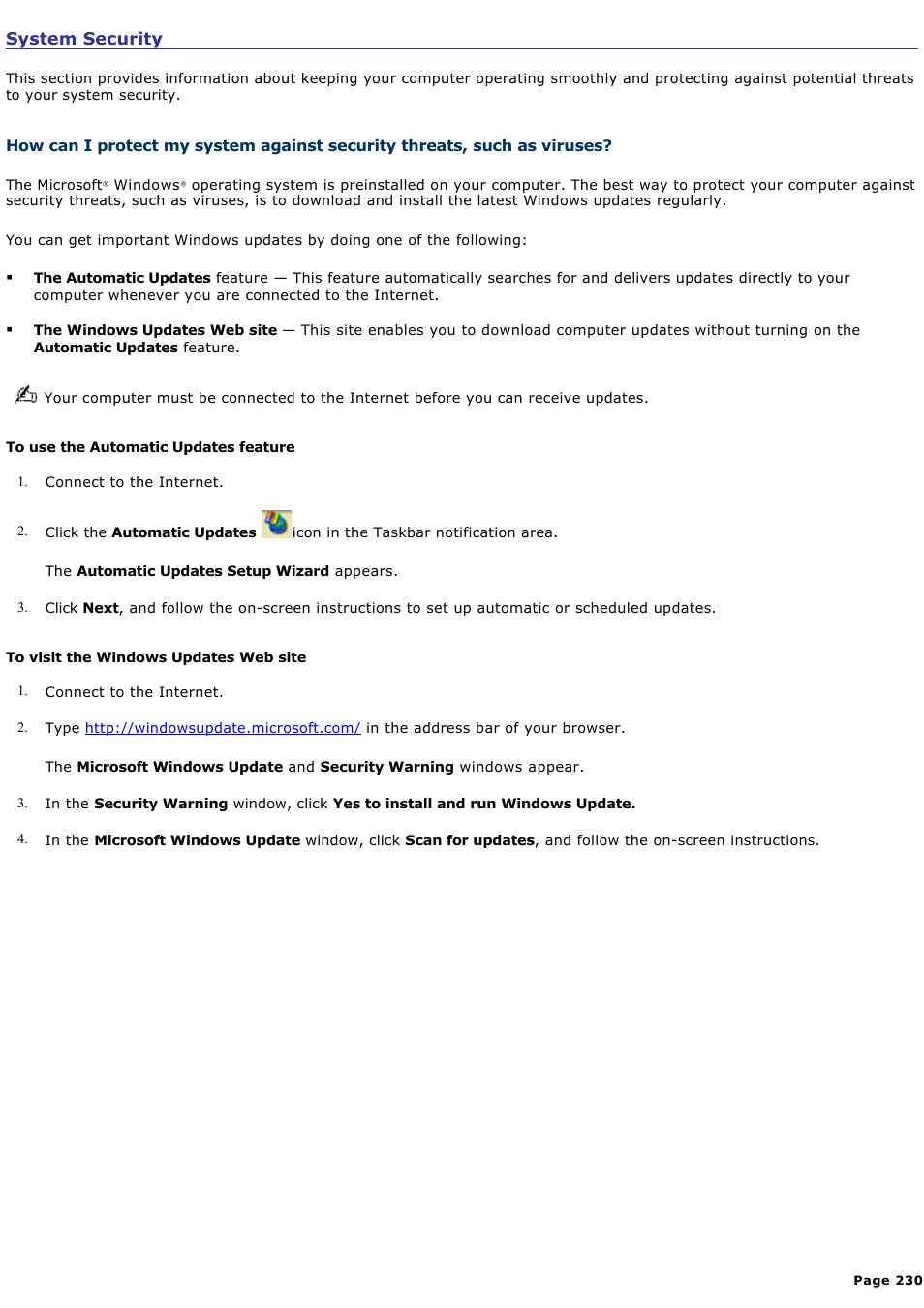 System security | Sony VGN-A170 User Manual | Page 230 / 315