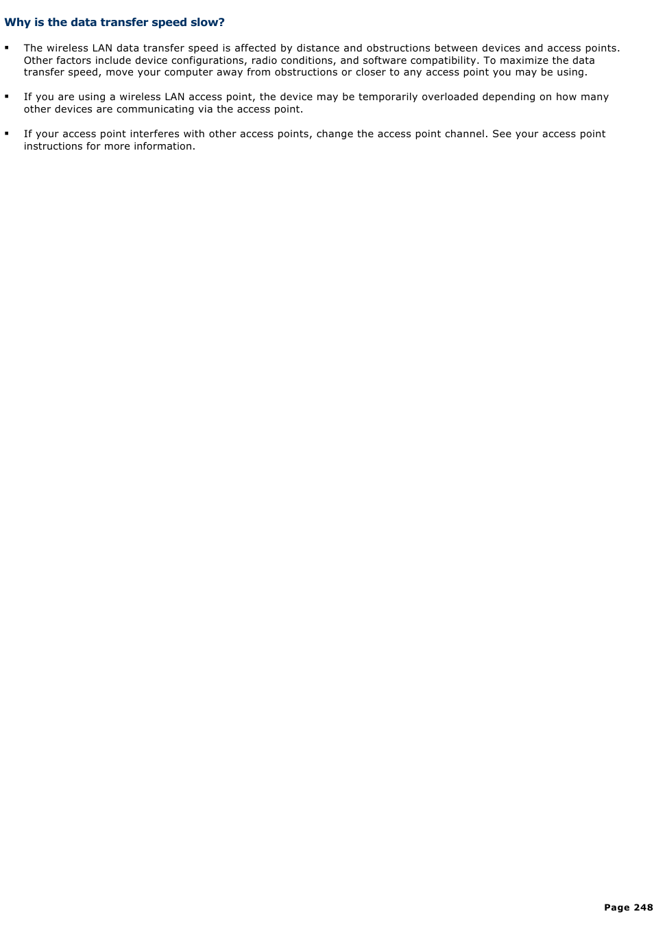 Why is the data transfer speed slow | Sony VGN-A170 User Manual | Page 248 / 315