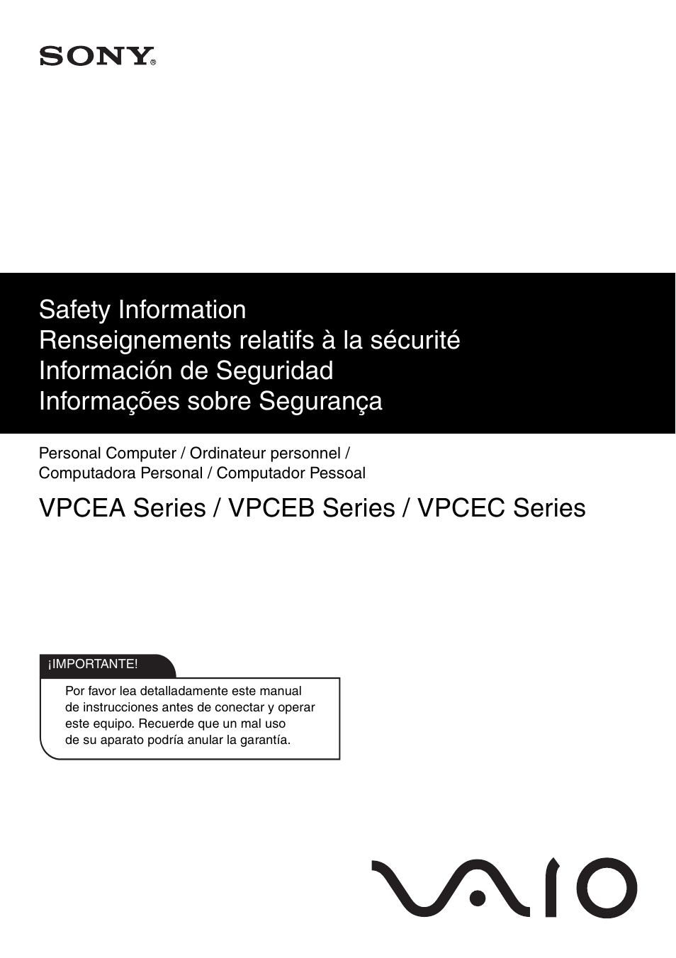 Sony VPCEA Series User Manual | 24 pages