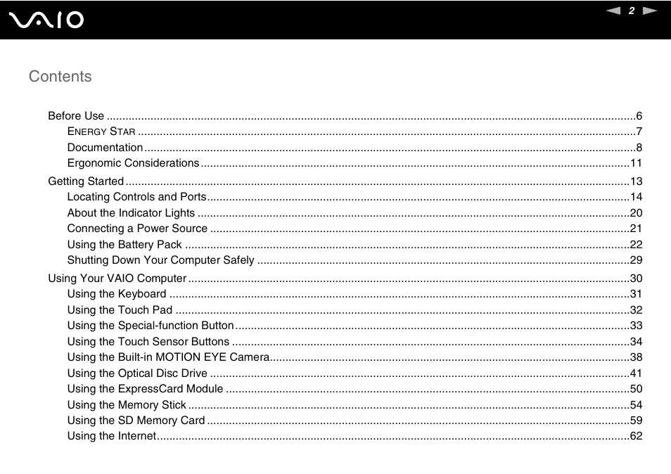 Sony VGN-CS118E User Manual | Page 2 / 193