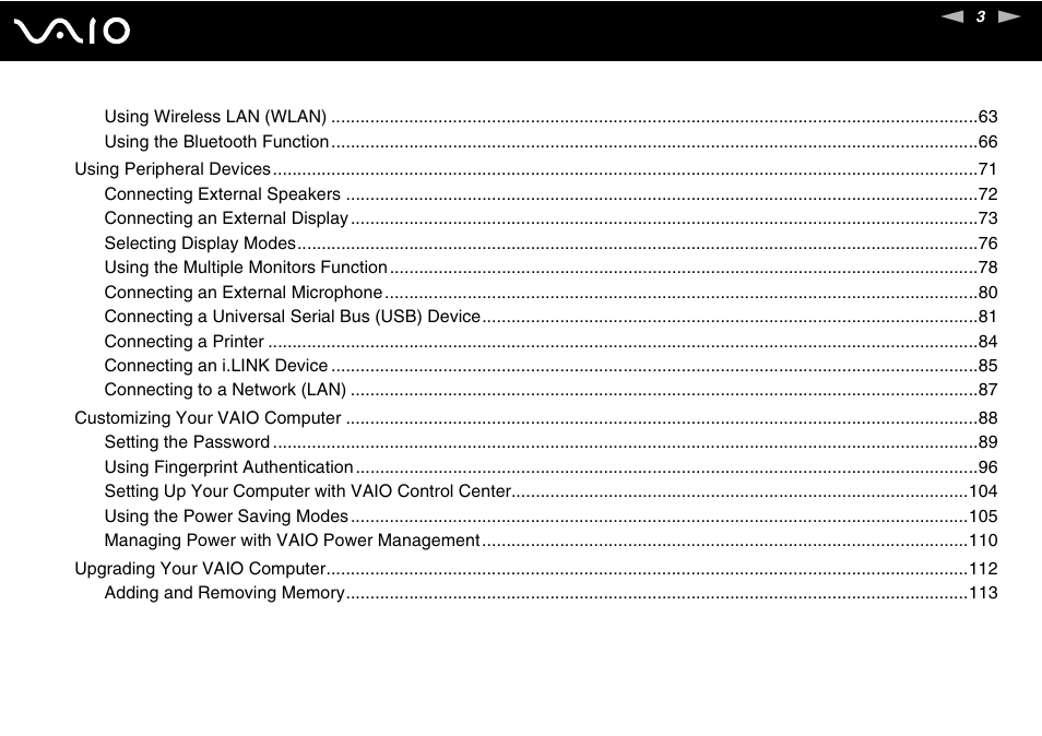 Sony VGN-CS118E User Manual | Page 3 / 193