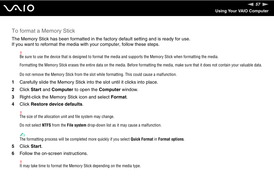 Sony VGN-CS118E User Manual | Page 57 / 193