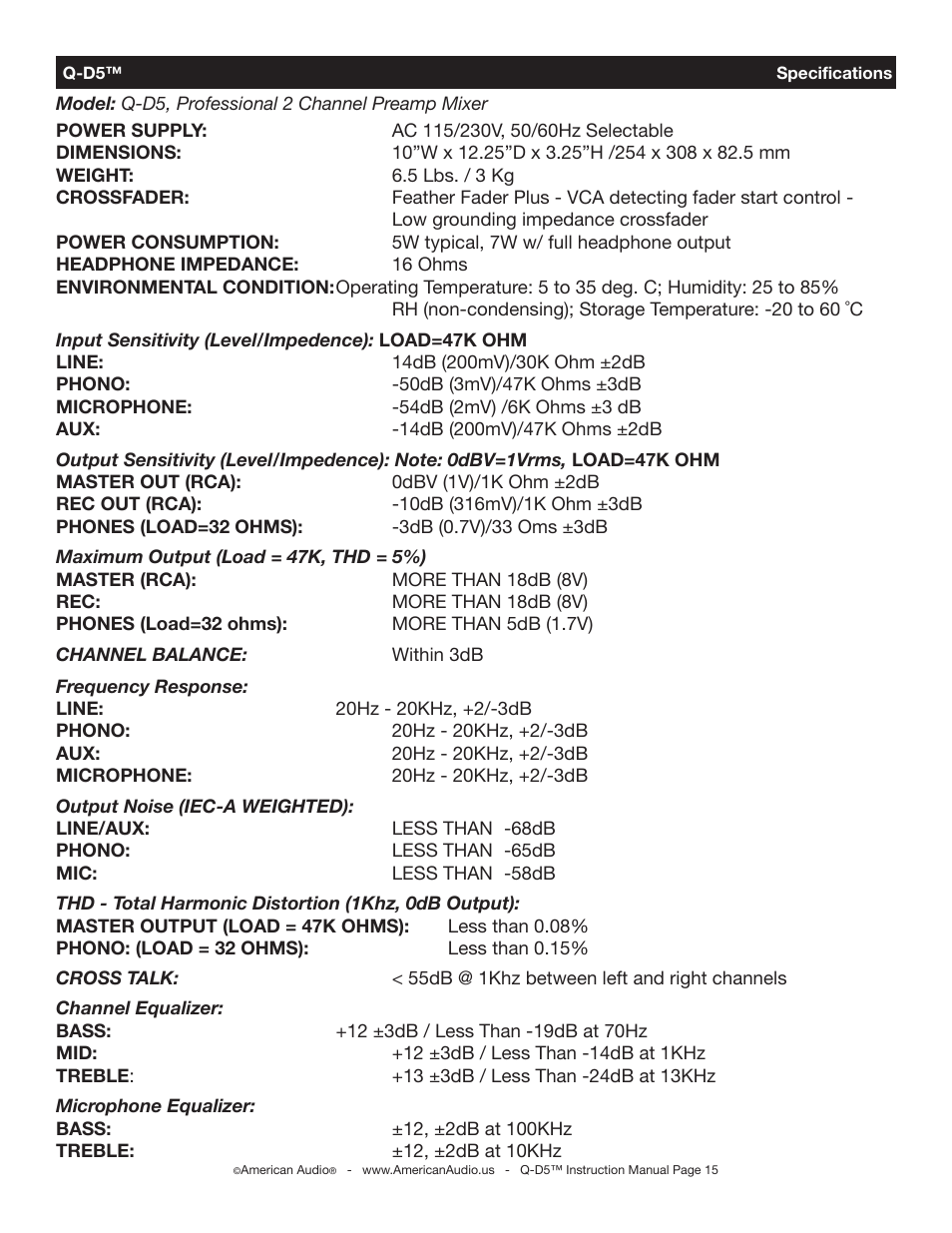 American Audio 4295 User Manual | Page 15 / 16