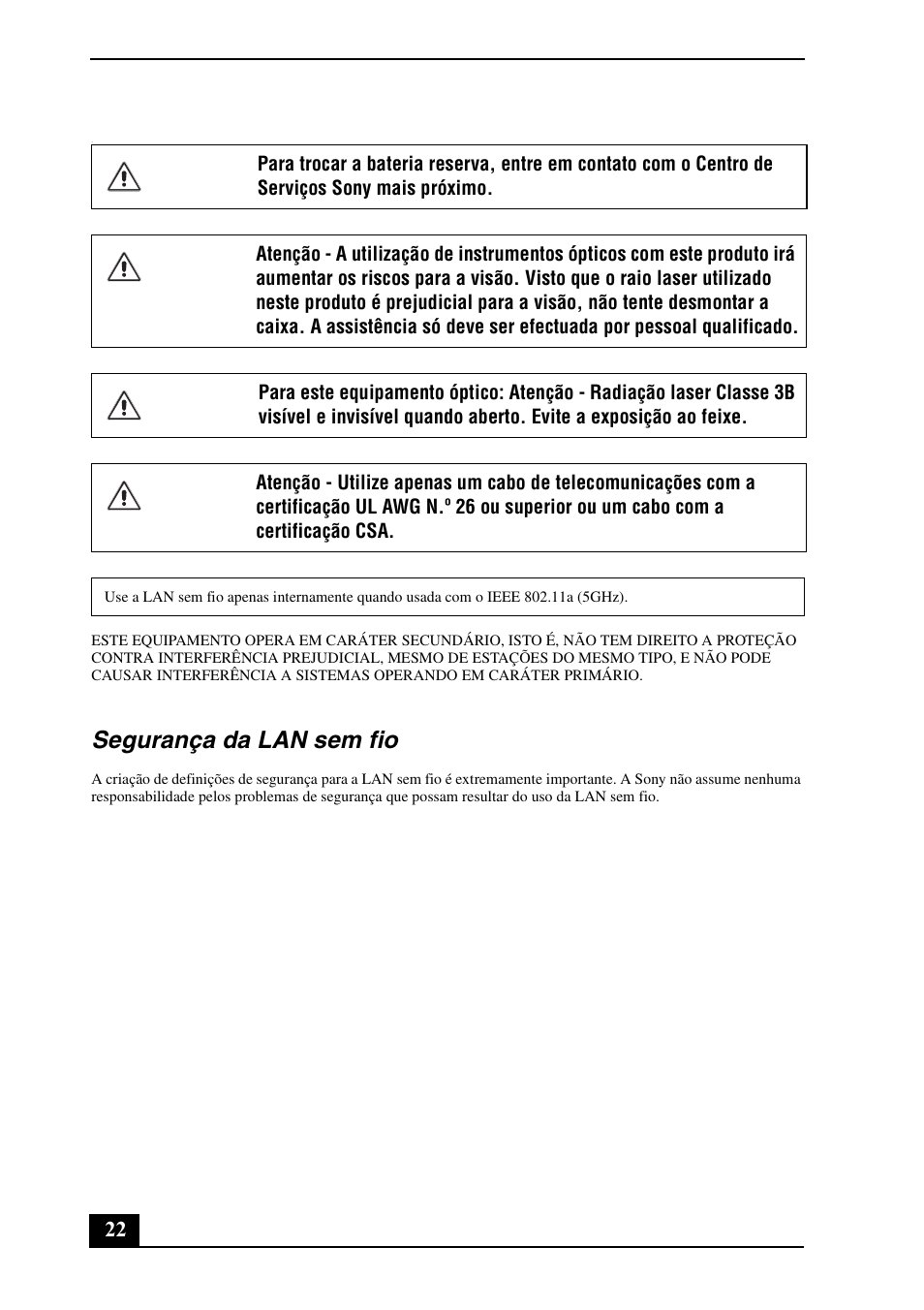 Segurança da lan sem fio | Sony VGN-CS190NAB User Manual | Page 22 / 28