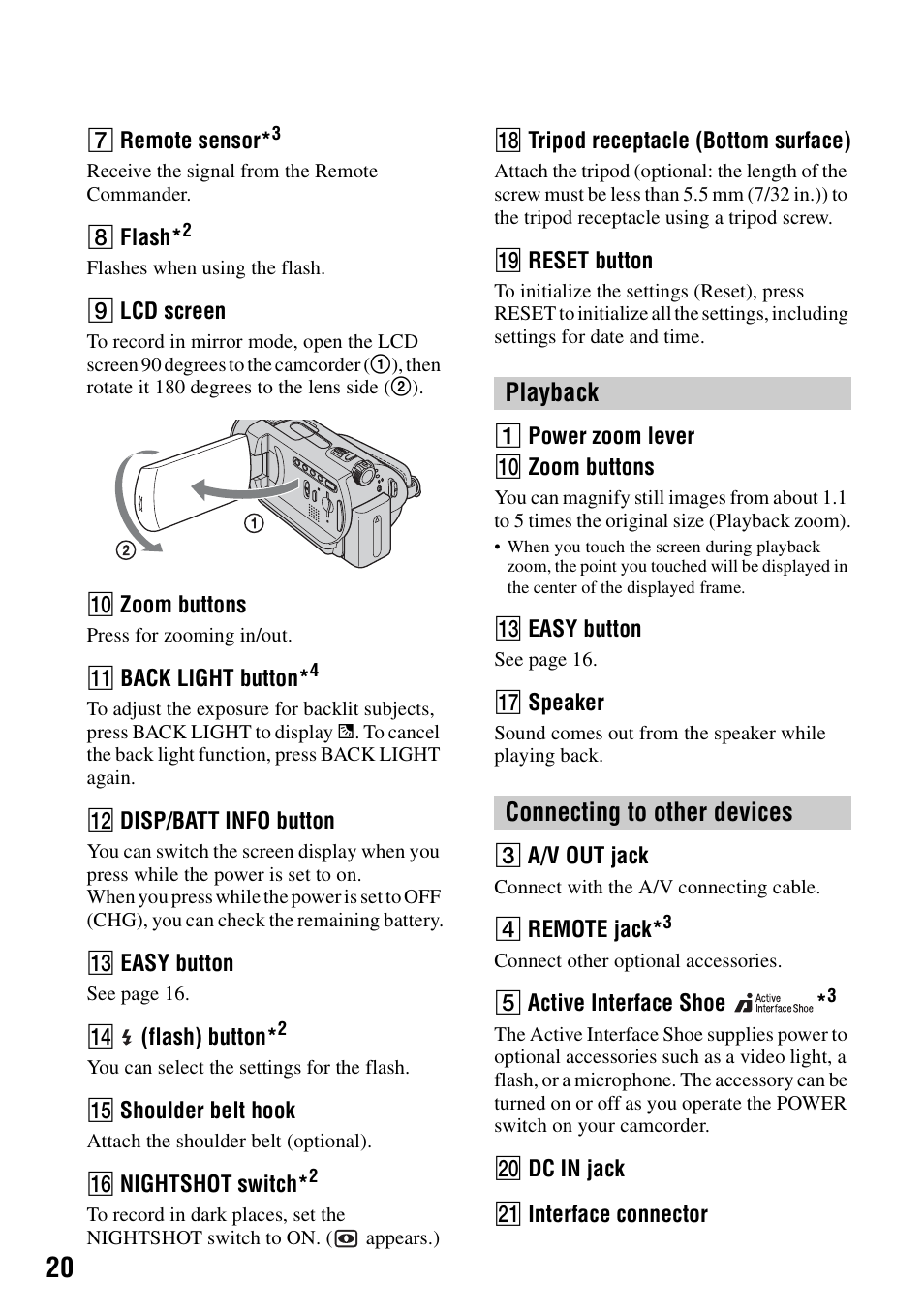 Playback connecting to other devices | Sony DCR-SR62 User Manual | Page 20 / 40