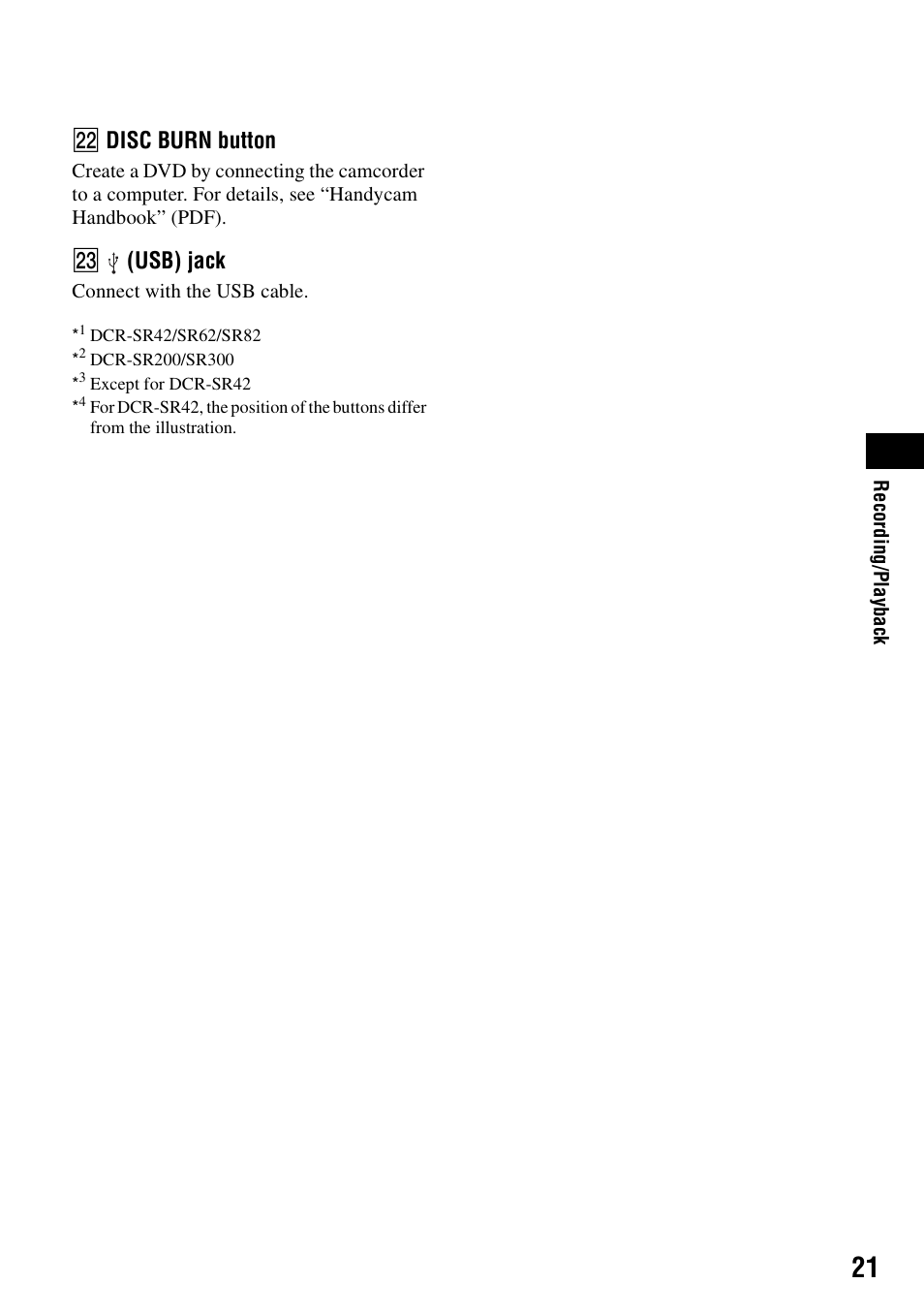 Ws disc burn button, Wd (usb) jack | Sony DCR-SR62 User Manual | Page 21 / 40