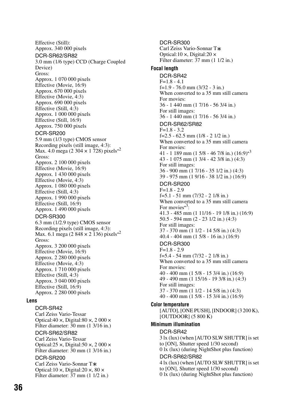 Sony DCR-SR62 User Manual | Page 36 / 40