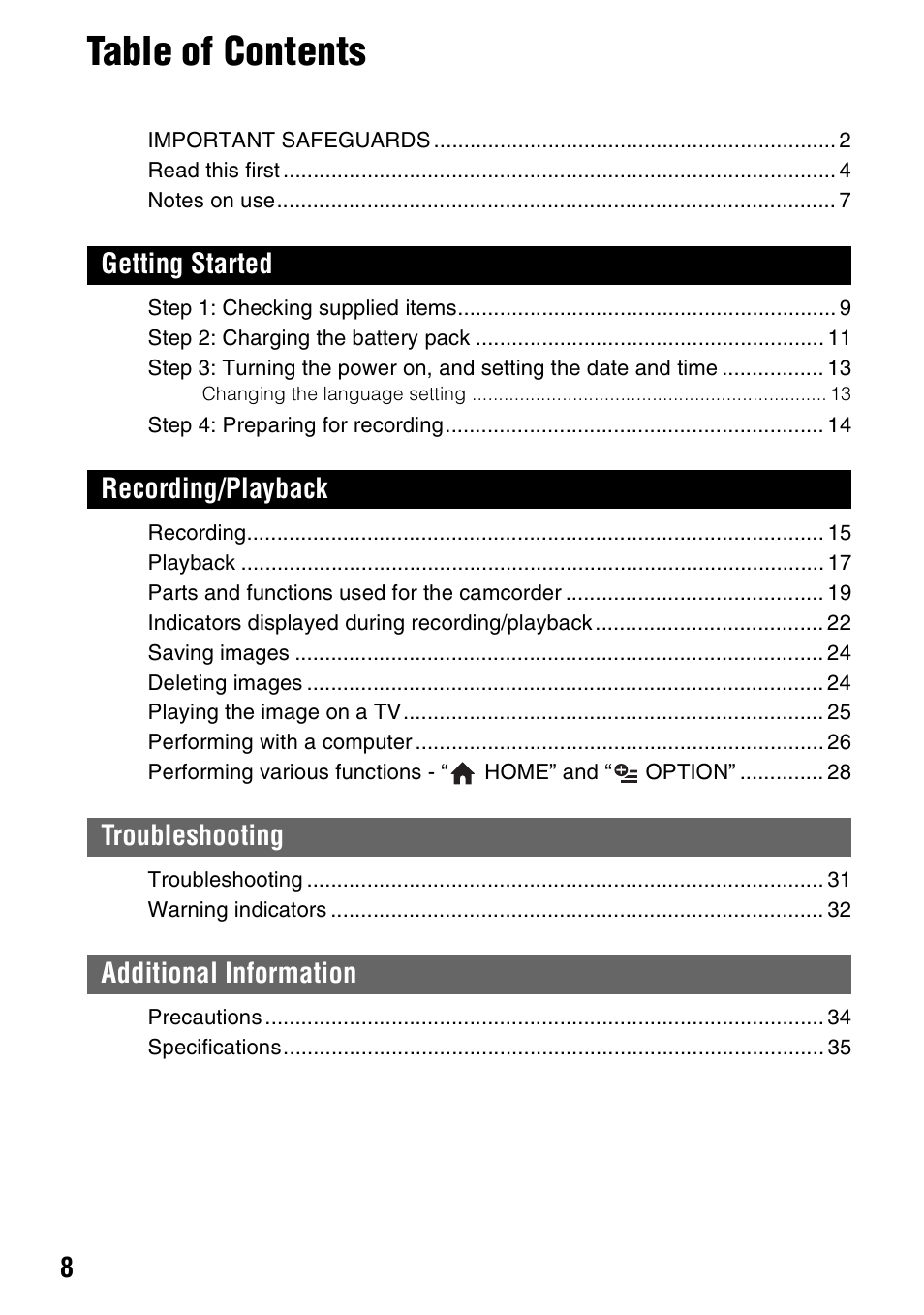 Sony DCR-SR62 User Manual | Page 8 / 40