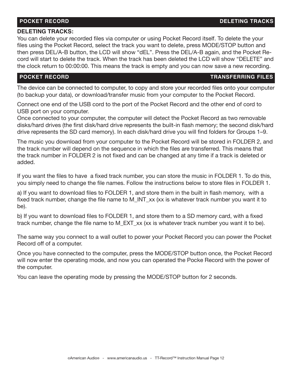 American Audio Pocket Record User Manual | Page 12 / 14