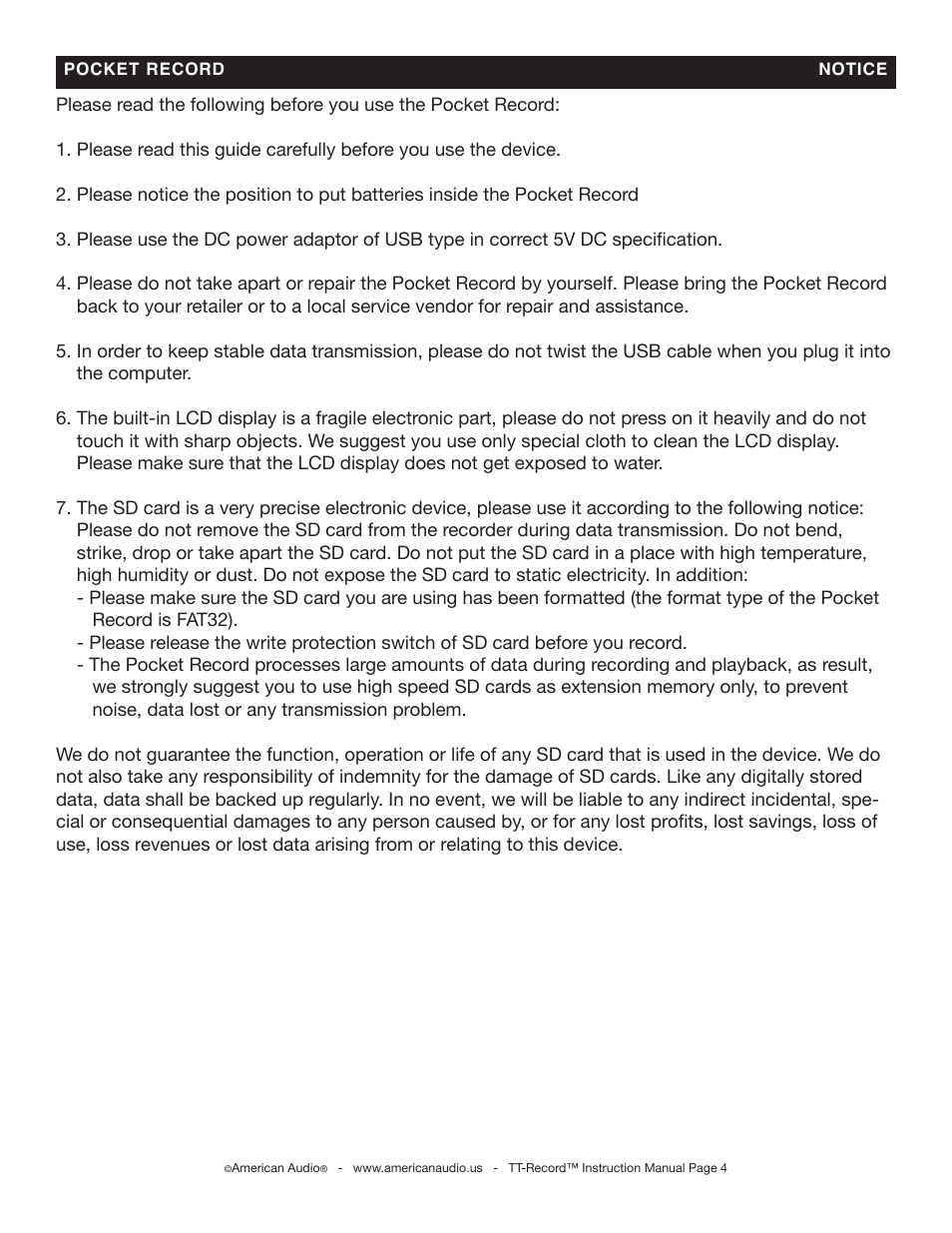 American Audio Pocket Record User Manual | Page 4 / 14
