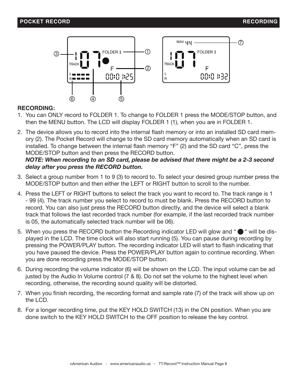 American Audio Pocket Record User Manual | Page 8 / 14