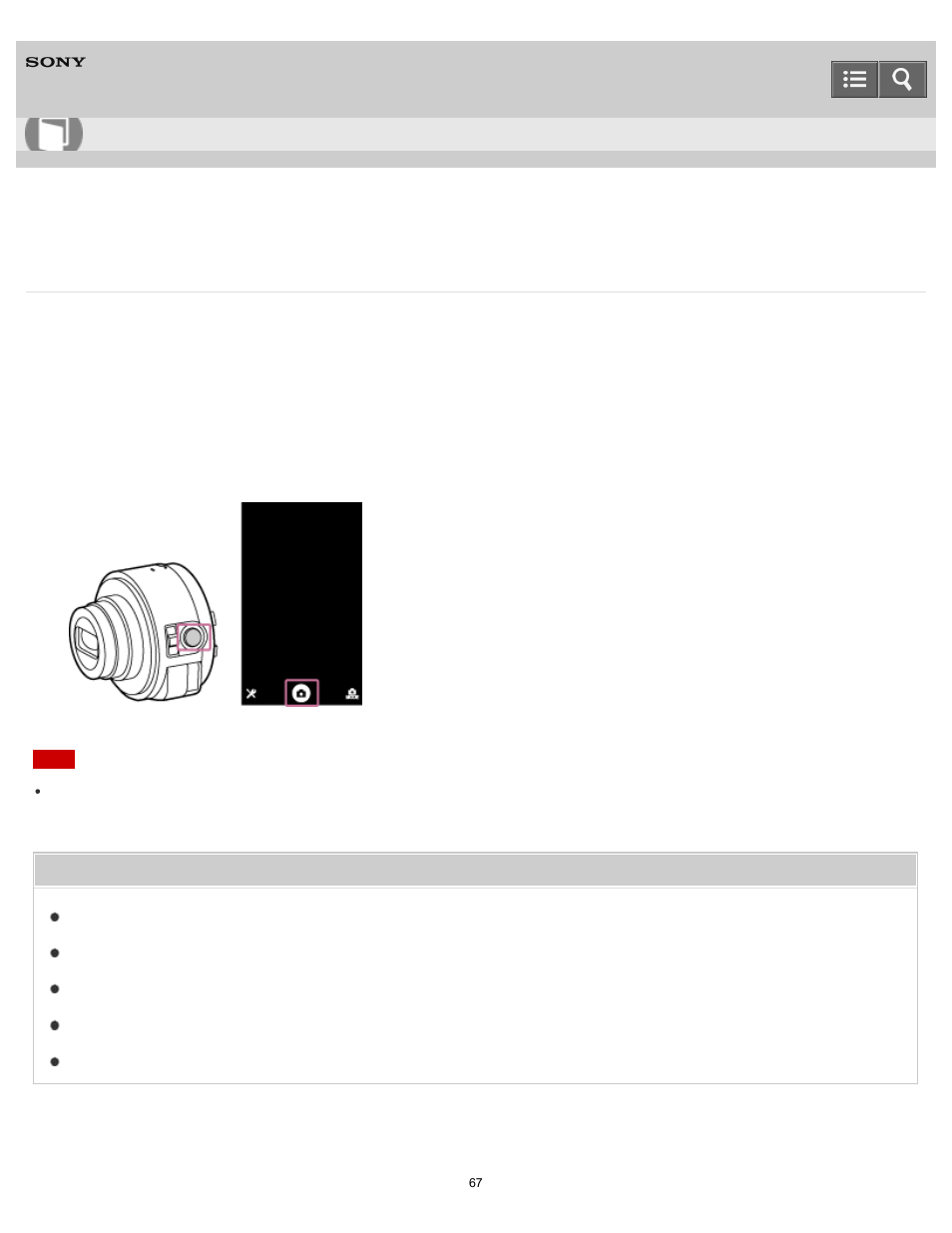 Shooting still images, Shoots still images, Help guide | Sony DSC-QX100 User Manual | Page 67 / 130