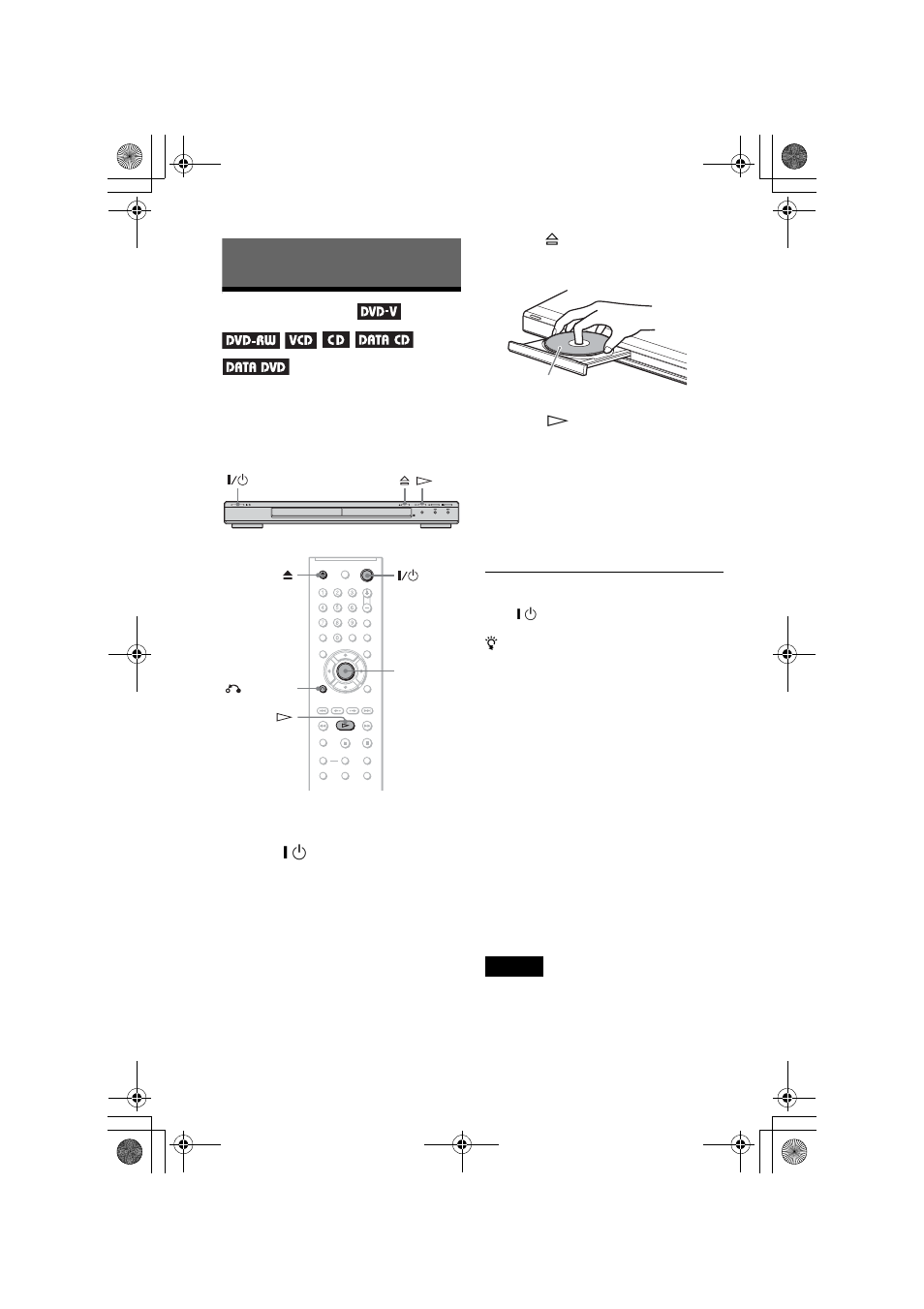 L0 - playing discs, L1 - playing discs, Playing discs | N (24), Disc tray (24), On (24) | Sony DVP-NS41P User Manual | Page 24 / 72