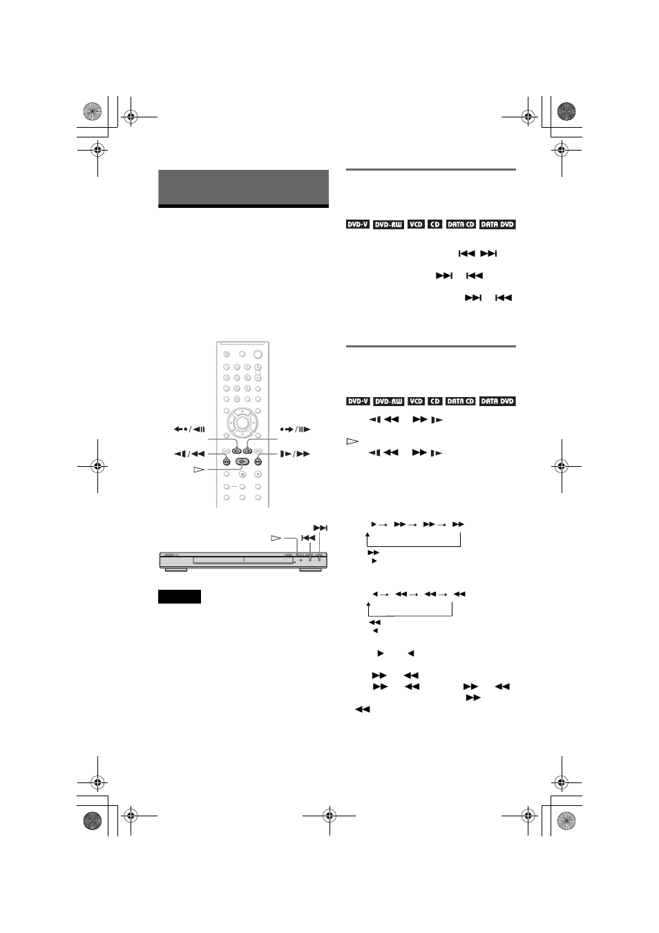 L0 - searching for a scene, Searching for a scene, Searching for a particular point on a disc | Sony DVP-NS41P User Manual | Page 34 / 72
