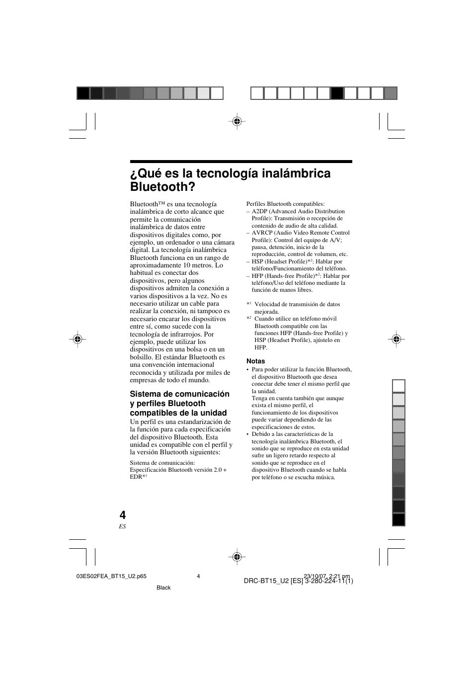Qué es la tecnología inalámbrica bluetooth | Sony DRC-BT15 User Manual | Page 30 / 56