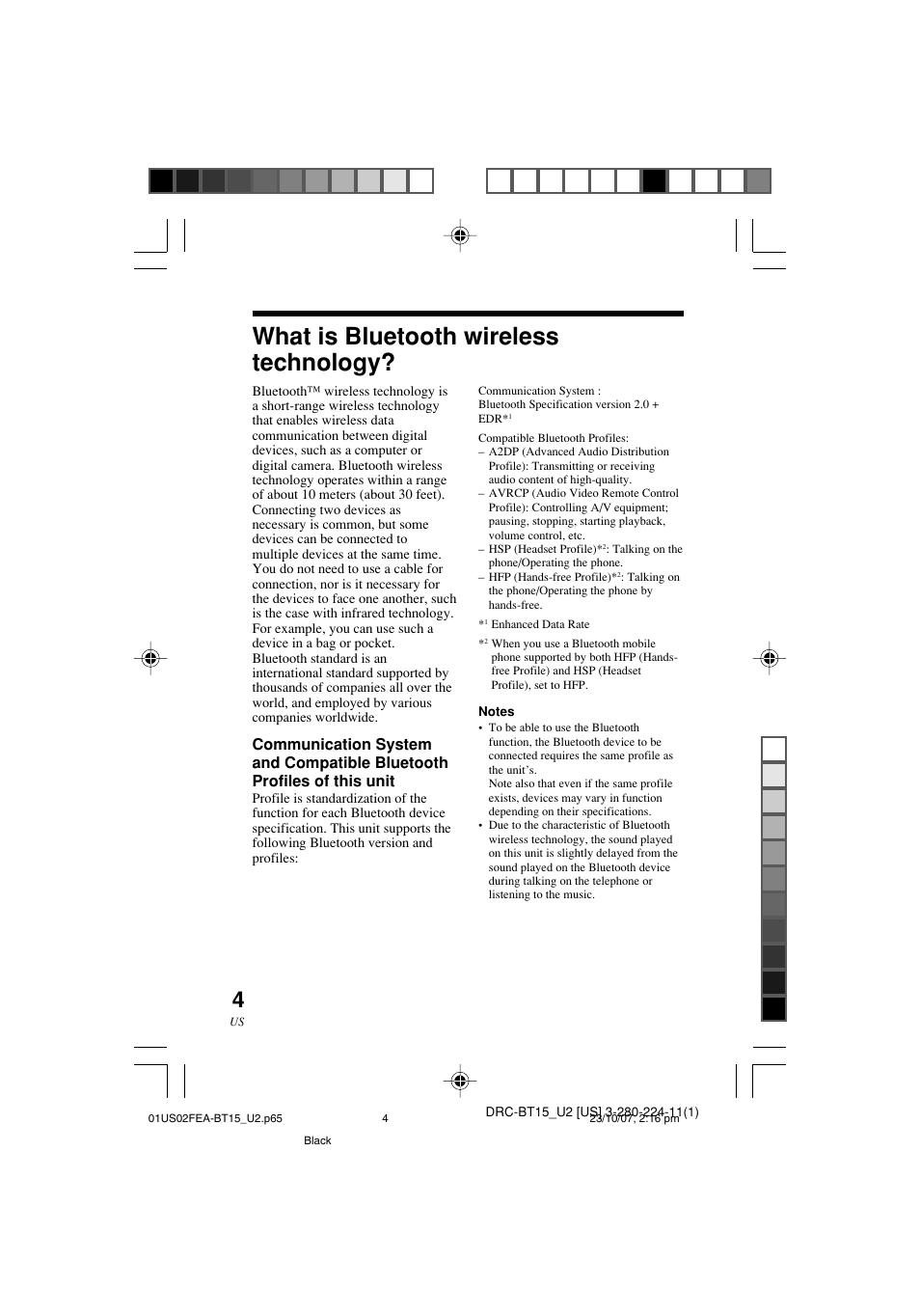 What is bluetooth wireless technology | Sony DRC-BT15 User Manual | Page 4 / 56