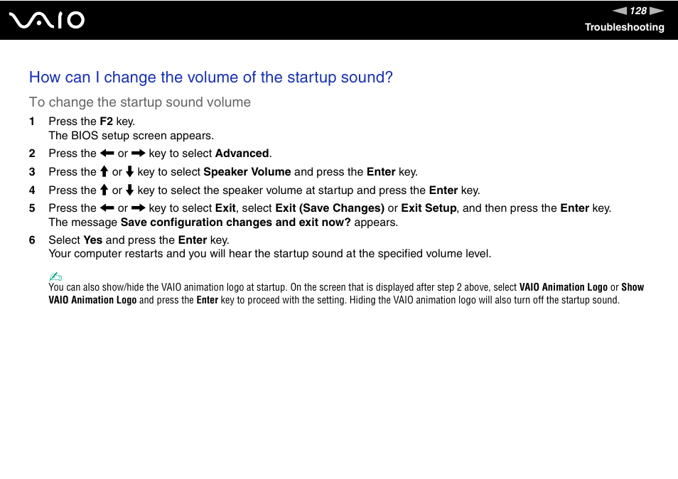 How can i change the volume of the startup sound | Sony VGC-LS1 User Manual | Page 128 / 168