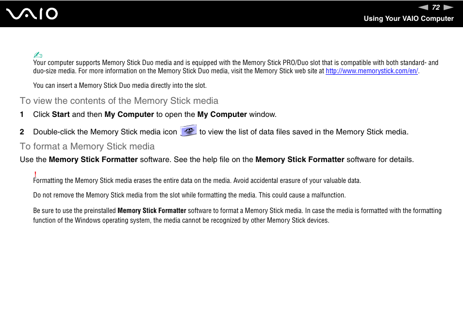 Sony VGC-LS1 User Manual | Page 72 / 168