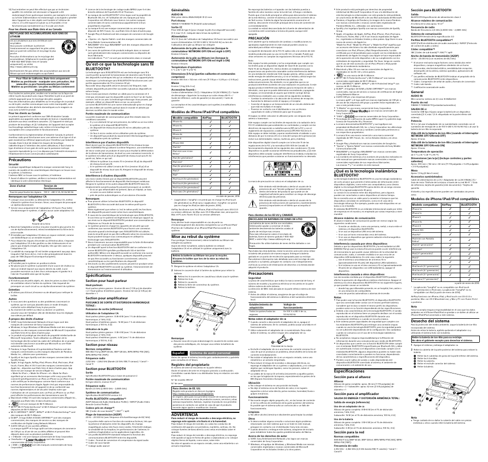 Sony SRS-X7 User Manual | Page 2 / 2