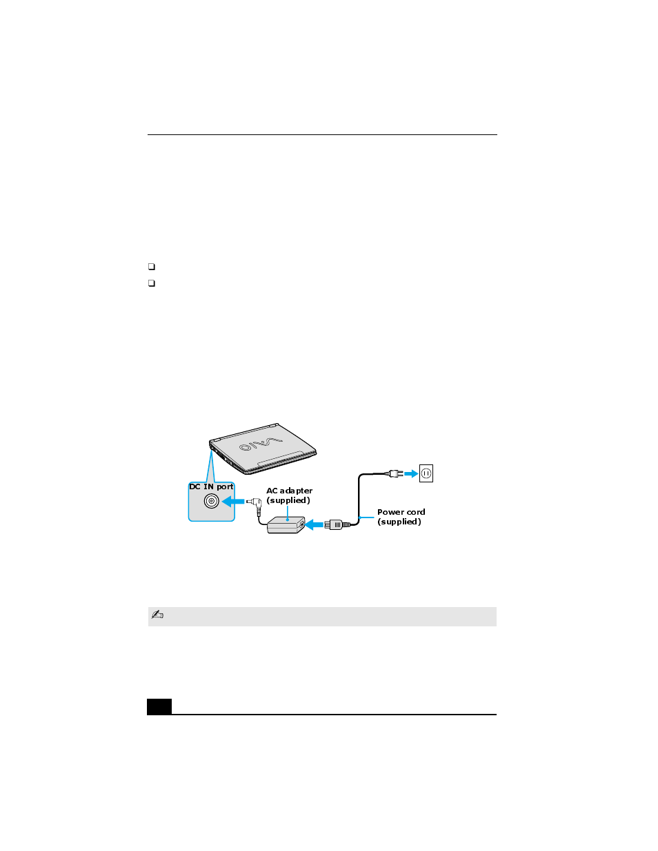 Using ac power, Connecting the ac adapter | Sony PCG-R505GCK User Manual | Page 10 / 198