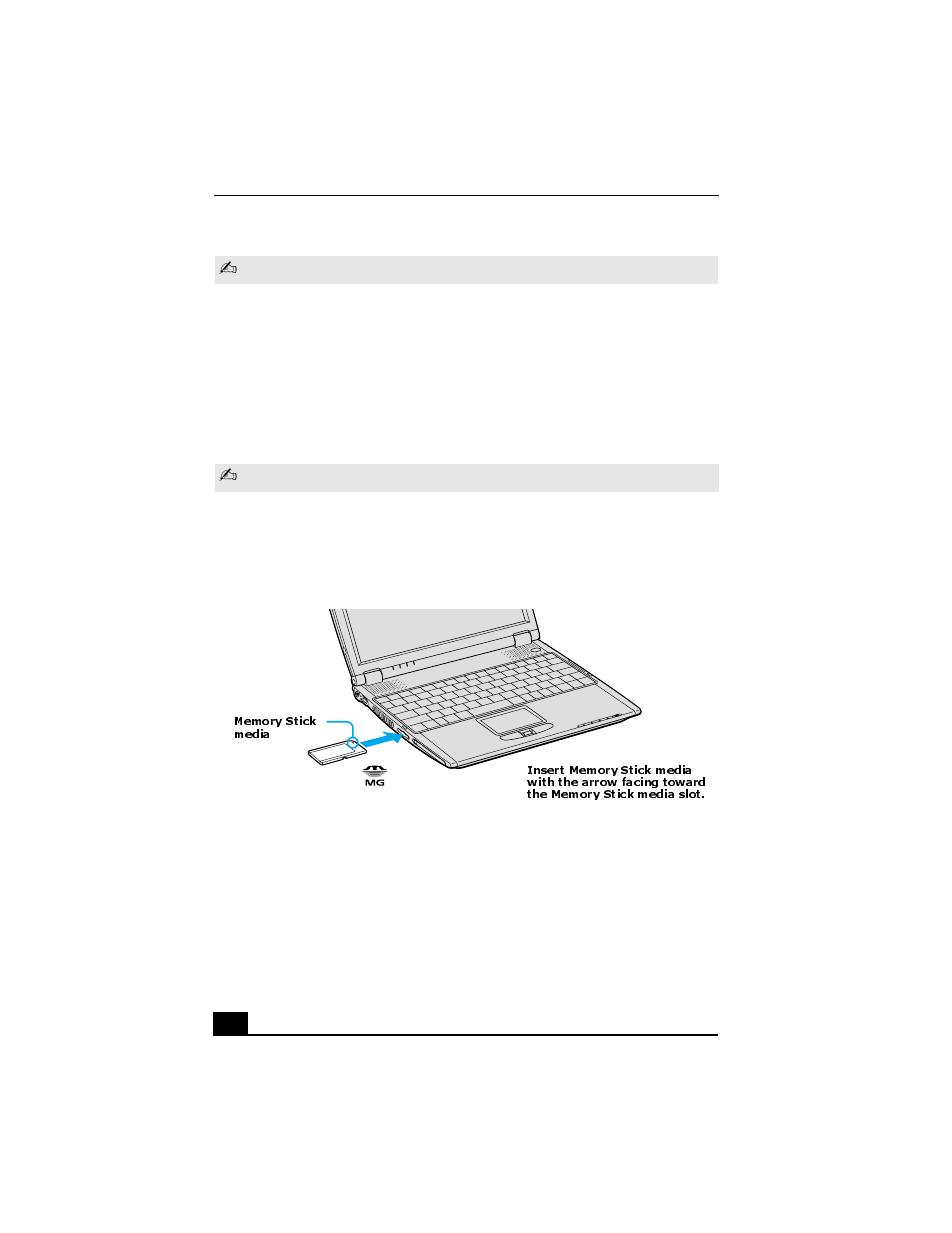 Inserting memory stick media, Viewing the contents, Inserting memory stick media viewing the contents | Sony PCG-R505GCK User Manual | Page 80 / 198