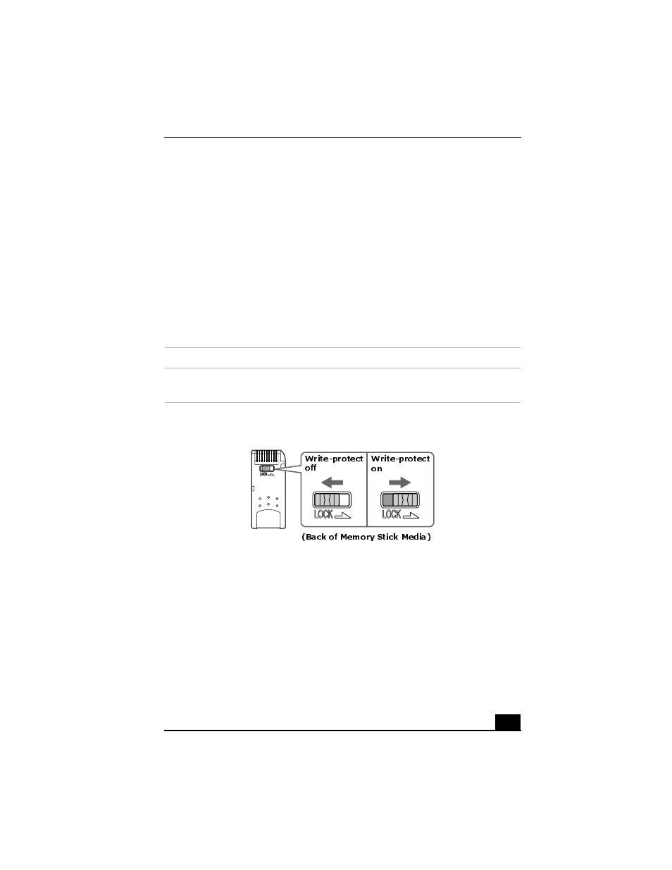 Write-protecting memory stick media, Formatting memory stick media | Sony PCG-R505GCK User Manual | Page 81 / 198