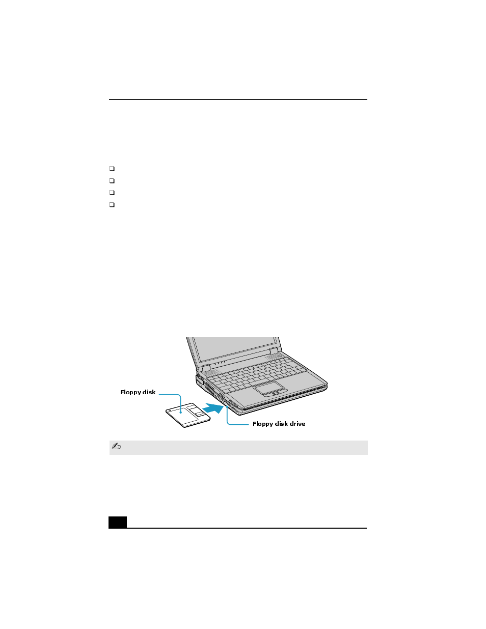 Using floppy disk drives, Inserting and removing floppy disks | Sony PCG-R505GCK User Manual | Page 94 / 198