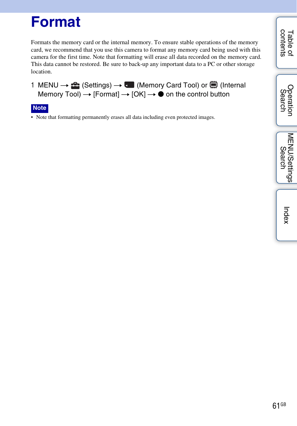 Format | Sony DSC-S2100 User Manual | Page 61 / 93