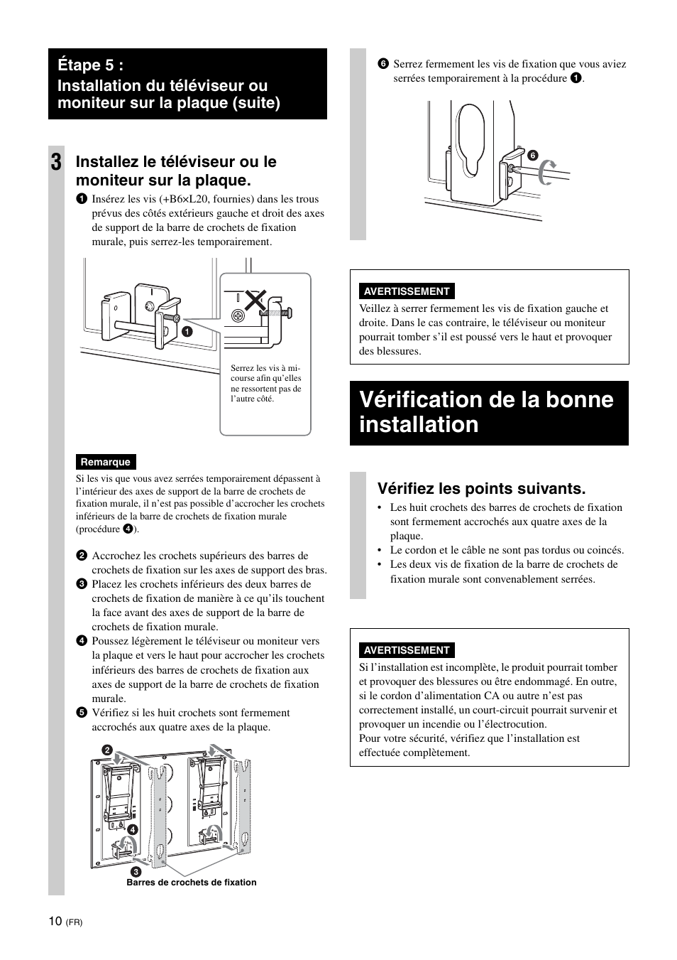 Vérification de la bonne installation, Vérifiez les points suivants | Sony KDL-46V25L1 User Manual | Page 22 / 112