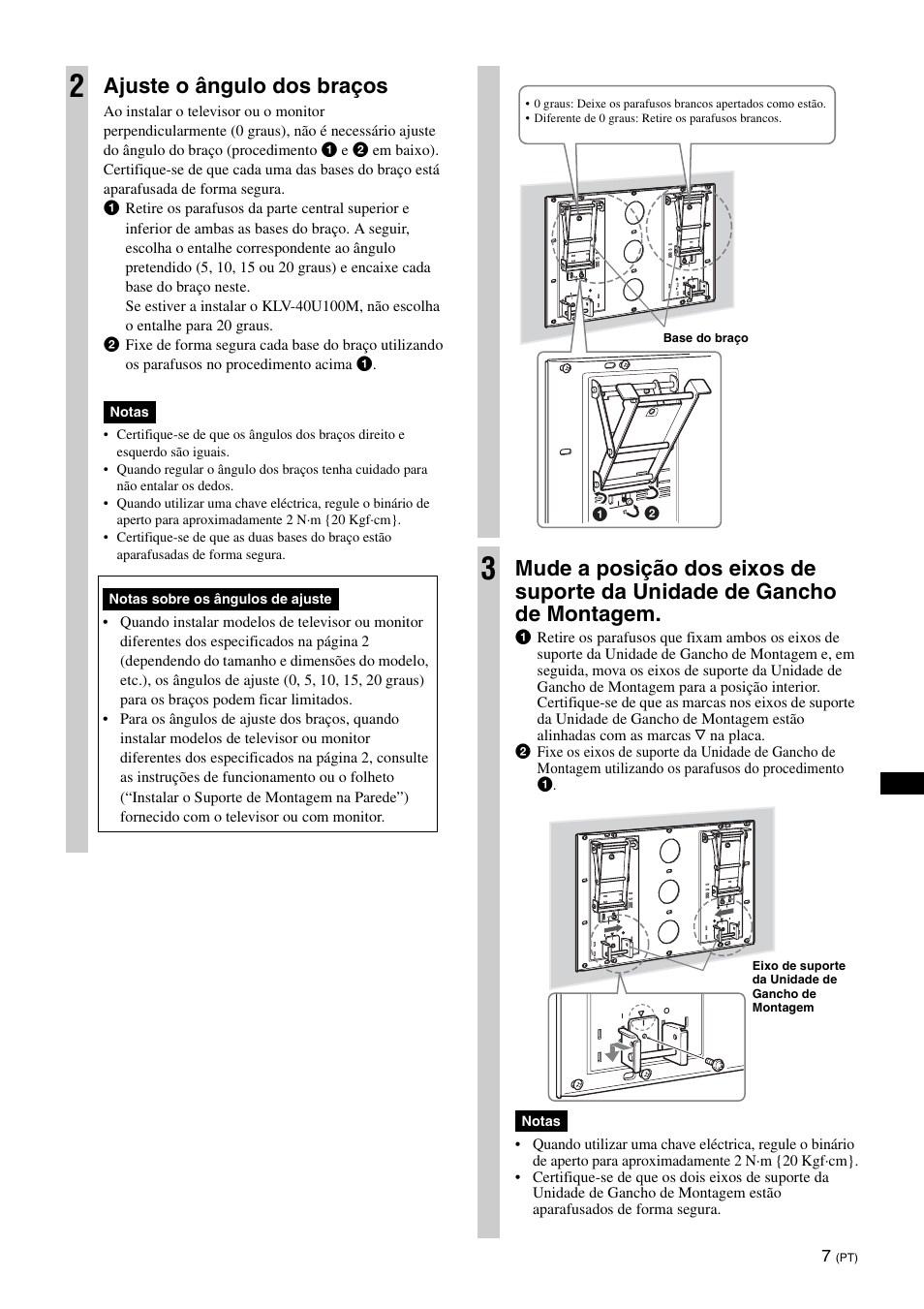 Ajuste o ângulo dos braços | Sony KDL-46V25L1 User Manual | Page 79 / 112