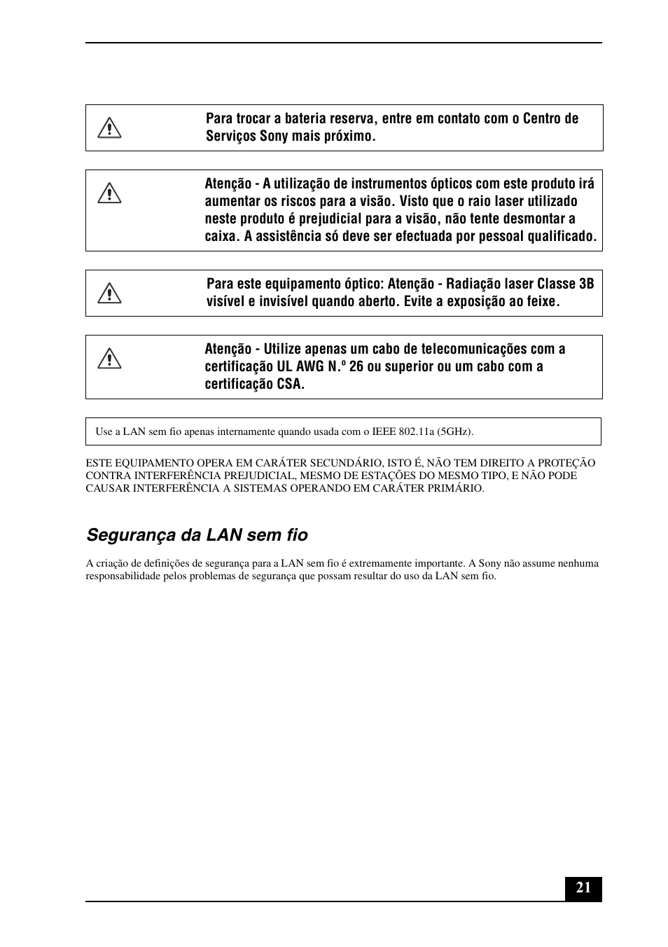 Segurança da lan sem fio | Sony VGN-NR385E User Manual | Page 21 / 24