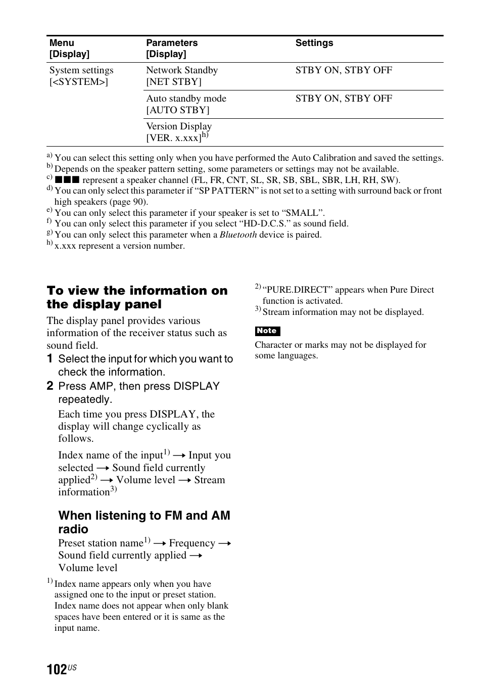 When listening to fm and am radio | Sony STR-DN840 User Manual | Page 102 / 128